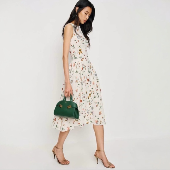 Reformation Anelis Boat Neck Drop Waist Floral Sleeveless Cocktail Midi Dress - Picture 7 of 16